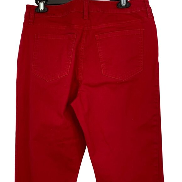 Style & Co Red Capri Size 8 Crop Stretch Jeans 8831 Cuffable Twill - Picture 7 of 8